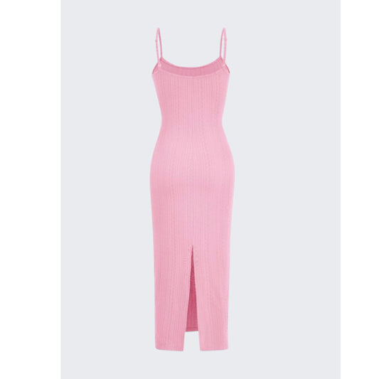 SHEIN Shein Womens Dress S / Pink SHEIN - Textured design thin straps long dress