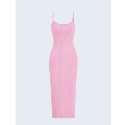 SHEIN Shein Womens Dress S / Pink SHEIN - Textured design thin straps long dress