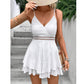 SHEIN Shein Womens Overall M / White SHEIN - Frenchy Guipure Lace Insert Two Layer Hem Cami Romper