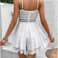 SHEIN Shein Womens Overall M / White SHEIN - Frenchy Guipure Lace Insert Two Layer Hem Cami Romper