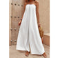 SHEIN Shein Womens Overall L / White / 40 SHEIN - Solid Tie Back Tube Wide Leg Jumpsuit Overall