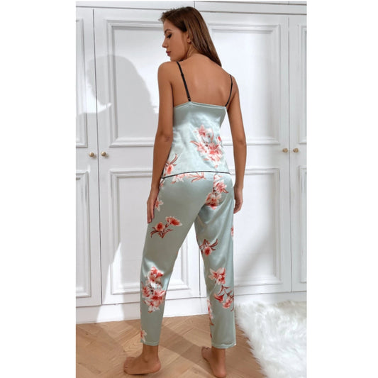 SHEIN Shein Womens Pajama S / Multi-Color / 26 SHEIN - Flower pattern pajama set