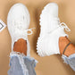 SHEIN Shein Womens Shoes 38 / White Casual Breathable Minimalist Lace-up Front Chunky Sneakers