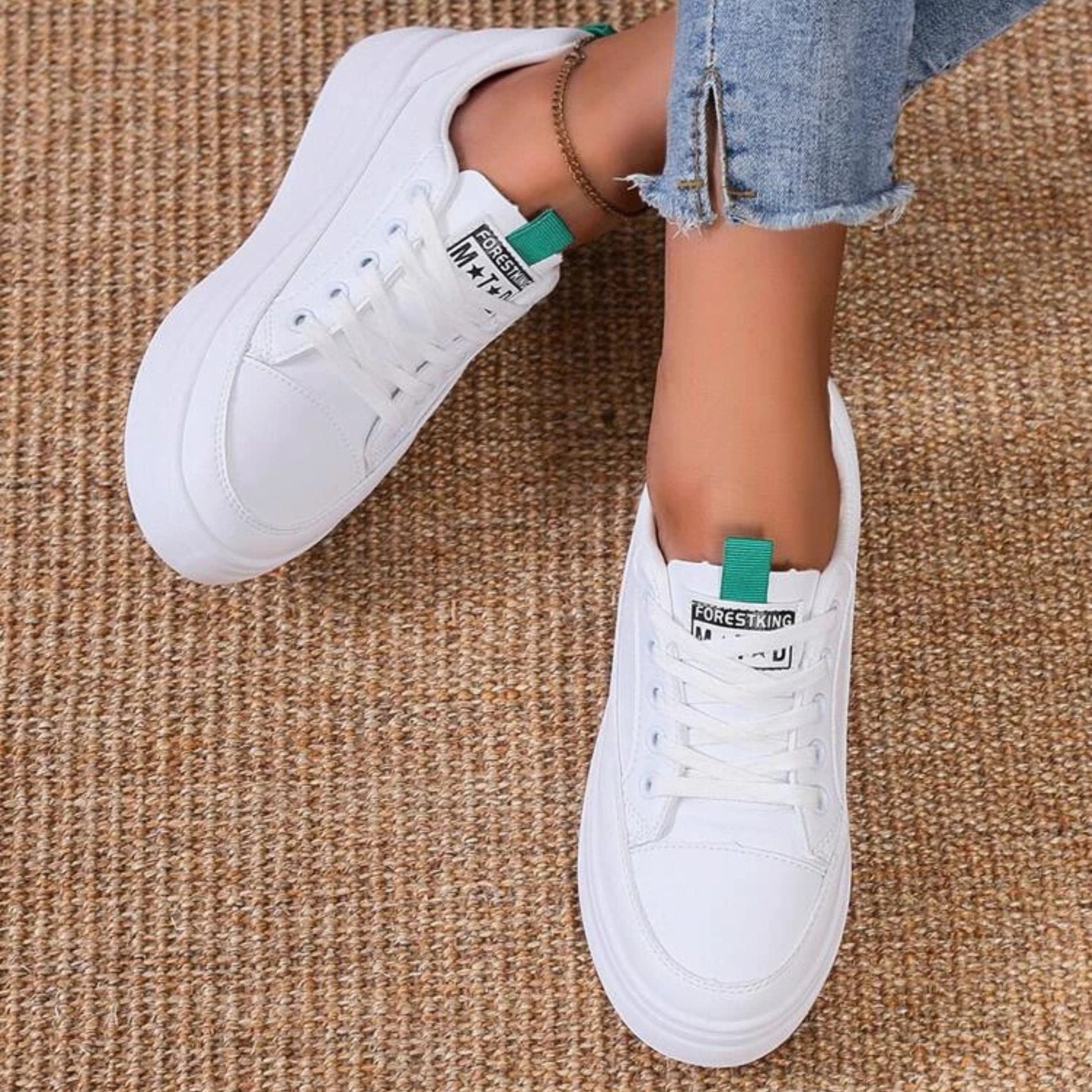 SHEIN Shein Womens Shoes 39 / White Patch Decor Lace-up Sneakers