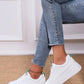 SHEIN Shein Womens Shoes 39 / White Patch Decor Lace-up Sneakers