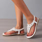SHEIN Shein Womens Shoes 36 / White SHEIN - Beach Holiday B Flower Décor Flat Thong Sandals