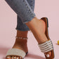 SHEIN Shein Womens Shoes 39 / Brown SHEIN -  Beach Slipper With Pearl And Rhinestone Décor