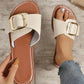 SHEIN Shein Womens Shoes 43 / Beige SHEIN - Buckle Decor Flat Slippers