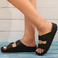 SHEIN Shein Womens Shoes 42 / Black SHEIN - Buckle Detail Slides, Minimalist Black Summer Flat Slipper