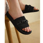 SHEIN Shein Womens Shoes 39 / Black SHEIN - Chain design Round toe slippers