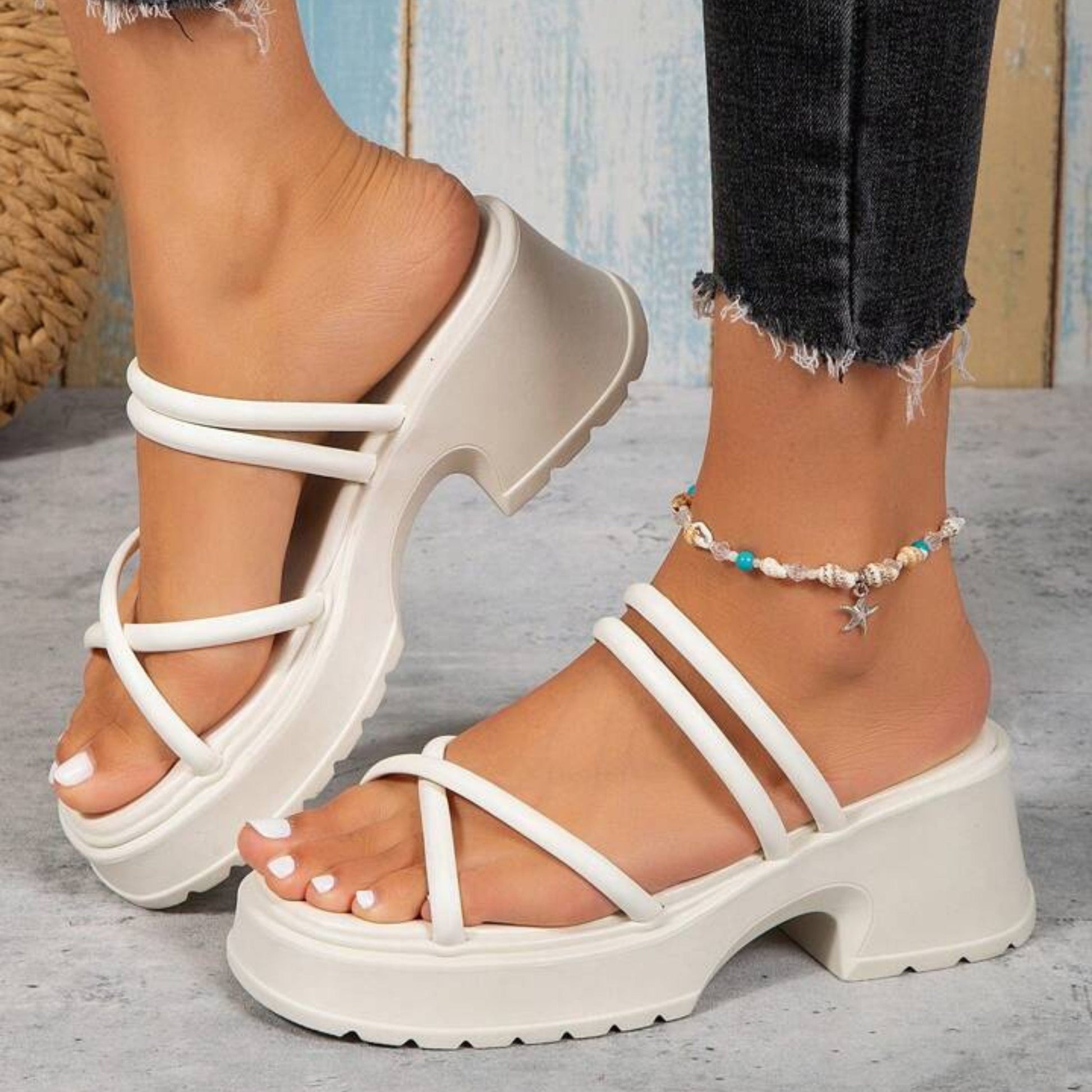 SHEIN Shein Womens Shoes 38 / White SHEIN - Double strap Platform heel