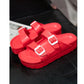 SHEIN Shein Womens Shoes 36 / Red SHEIN - Double Strap Platform Slipper