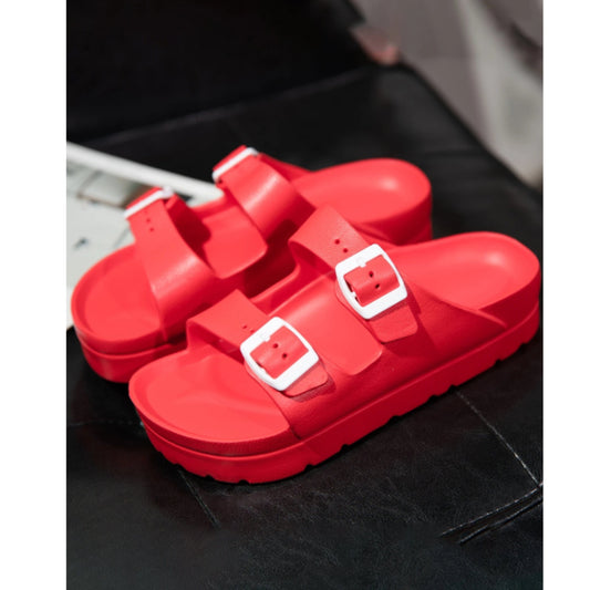 SHEIN Shein Womens Shoes 36 / Red SHEIN - Double Strap Platform Slipper