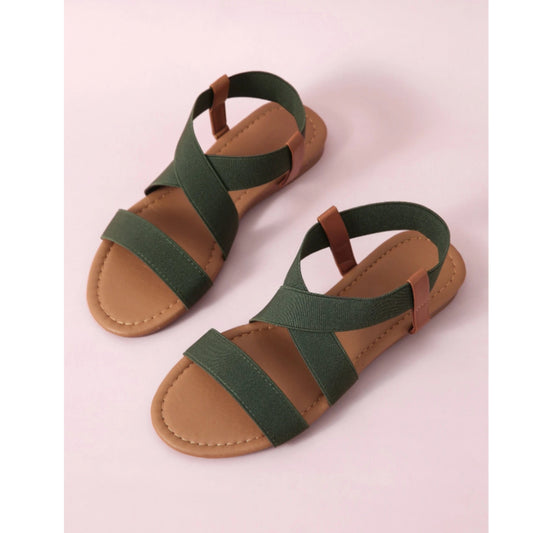 SHEIN Shein Womens Shoes SHEIN - Elastic Cross Strap Flat Sandals