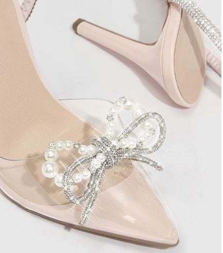 SHEIN Shein Womens Shoes 40 / Transparent SHEIN - Faux Pearl & Rhinestone Decor Stiletto Heel