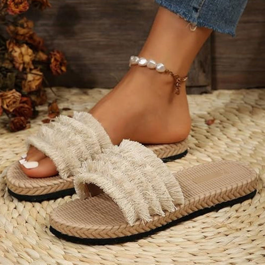 SHEIN Shein Womens Shoes 41 / Beige SHEIN - Faux weave slippers