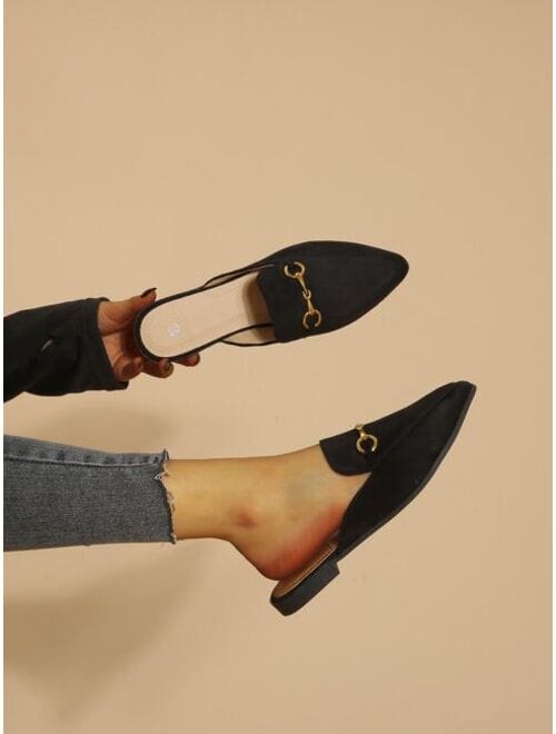 SHEIN Shein Womens Shoes 43 / Black SHEIN - Horsebit Decorated Pointed Toe Flat