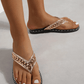SHEIN Shein Womens Shoes SHEIN - Metallic Décor Chain Slippers Punk Toe Slippers