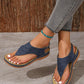 SHEIN Shein Womens Shoes 40 / Navy SHEIN - New Summer Plus Size Blue Metal Buckle 'Z' Shape Thong Sandals