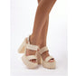 SHEIN Shein Womens Shoes 37 / Beige SHEIN - Open Back Platform Chunky Sandals