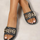 SHEIN Shein Womens Shoes 39 / Black SHEIN -  Rhinestone & Chain Décor Plaid Pattern Open Toe Slide Slipper