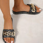 SHEIN Shein Womens Shoes 39 / Black SHEIN -  Rhinestone & Chain Décor Plaid Pattern Open Toe Slide Slipper