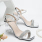 SHEIN Shein Womens Shoes 38 / Silver SHEIN - Shiny Rhinestone Embellished Chunky Sandals