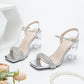 SHEIN Shein Womens Shoes 38 / Silver SHEIN - Shiny Rhinestone Embellished Chunky Sandals