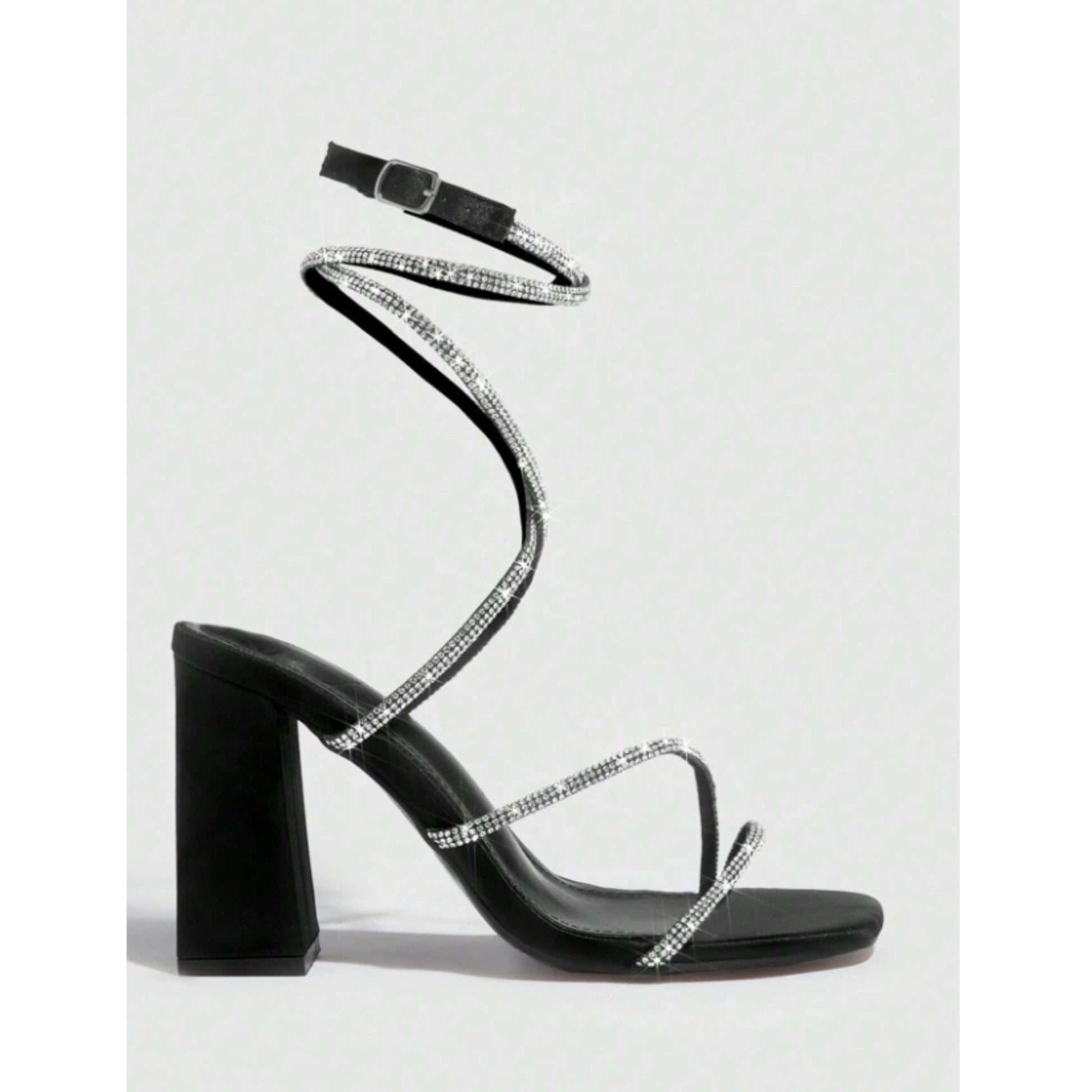 SHEIN Shein Womens Shoes 41 / Black SHEIN - Sqaure toe wrap around Sandals