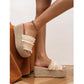 SHEIN Shein Womens Shoes 42 / Beige SHEIN - Straw Woven Rawhide Striped Heel