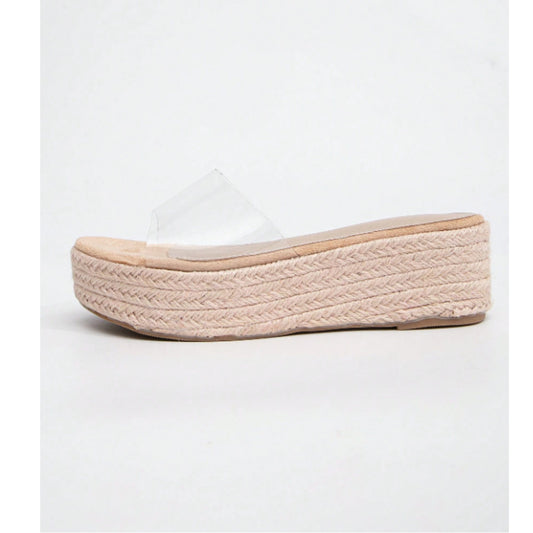 SHEIN Shein Womens Shoes 36 / Transparent SHEIN - Transparent Woven Strap Wedge Slipper