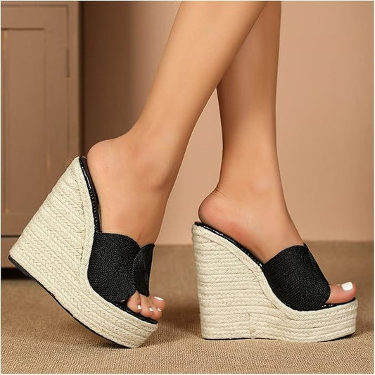 SHEIN Shein Womens Shoes 39 / Black SHEIN - Wedge Open Toe Sandals