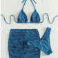 SHEIN Shein Womens Swimwear L / Blue SHEIN - 3 Piece Bikini Swimsuit