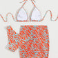 SHEIN Shein Womens Swimwear S / Multi-Color SHEIN - Allover Graphic Halter Triangle Bikini & Beach Skirt