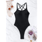 SHEIN Shein Womens Swimwear S / Black SHEIN - Beach Criss Cross Backless One Piece Swimsuit