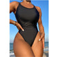 SHEIN Shein Womens Swimwear S / Black SHEIN - Beach Criss Cross Backless One Piece Swimsuit