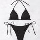 SHEIN Shein Womens Swimwear SHEIN - Beach Mono Bikini Set Halter Triangle Bra & Tie Side Bottom