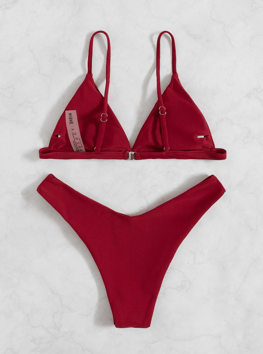 SHEIN Shein Womens Swimwear SHEIN - Beach Solid Color Swimwear Set