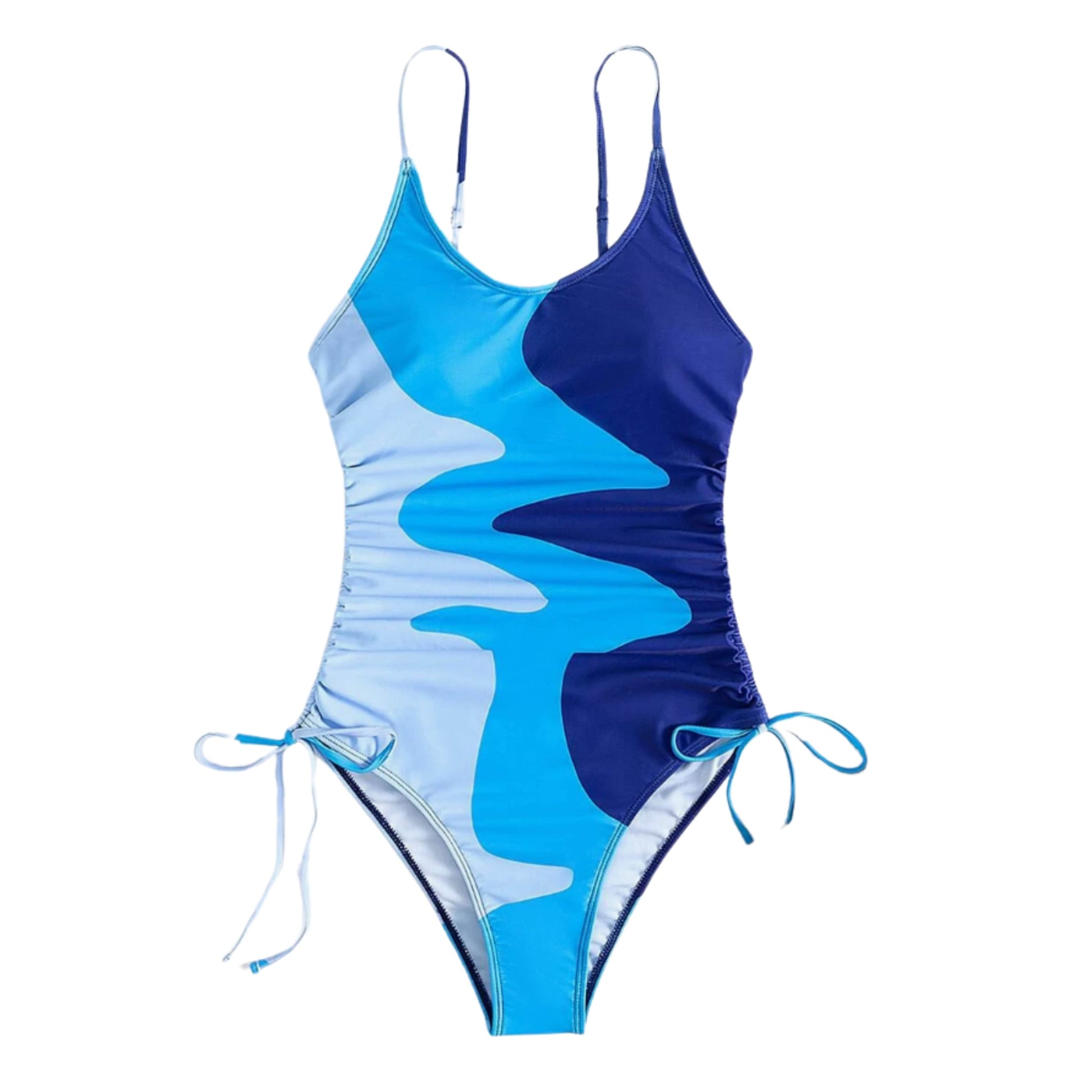 SHEIN Shein Womens Swimwear M / Multi-Color SHEIN - Block Colors Drawstring One Piece Swimwear