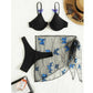 SHEIN Shein Womens Swimwear M / Black SHEIN - Butterfly design three piece bikini