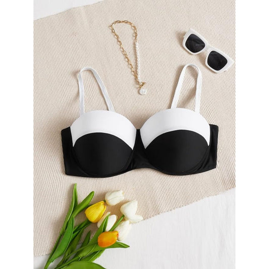 SHEIN Shein Womens Swimwear XXL / Multi-Color SHEIN - Color block sweet bikini top
