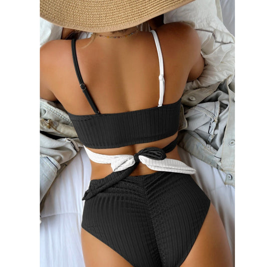 SHEIN Shein Womens Swimwear L / Muti-Color SHEIN - Colorblock Bikini Set Wrap Tie Back 2 Pcs Bikini