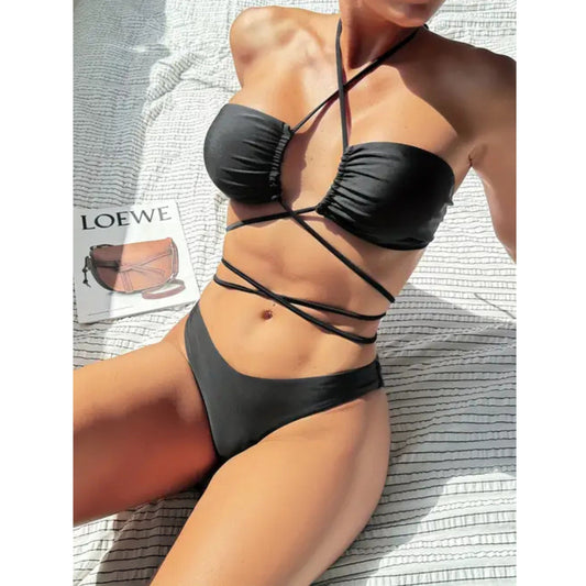 SHEIN Shein Womens Swimwear XS / Black SHEIN - Criss cross body bikini