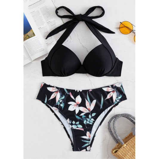 SHEIN Shein Womens Swimwear S / Multi-Color SHEIN - Floral briefs wired bra bikini