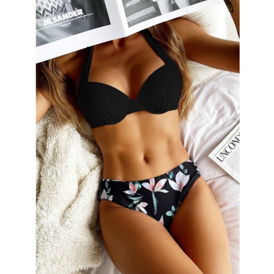 SHEIN Shein Womens Swimwear S / Multi-Color SHEIN - Floral briefs wired bra bikini