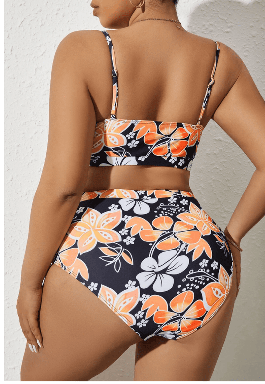SHEIN Shein Womens Swimwear XXXL / Multi-Color SHEIN - Floral Print High Waisted Two Pieces Swimwear