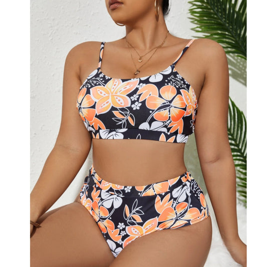 SHEIN Shein Womens Swimwear XXXL / Multi-Color SHEIN - Floral Print High Waisted Two Pieces Swimwear