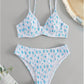 SHEIN Shein Womens Swimwear M / White SHEIN -  Floral Print Swimwear Two Pieces