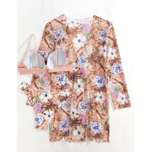 SHEIN Shein Womens Swimwear L / Multi-Color SHEIN - Floral Print  Twist Swimwear Three Pieces