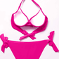SHEIN Shein Womens Swimwear S / Fuchsia SHEIN - Front Tie Side Push Up Swimwear Two Pieces